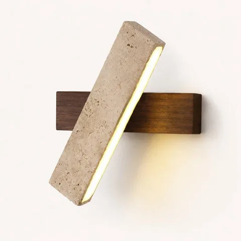 The Crossbar travertine and walnut led wall lamp